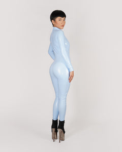 Side of Light Blue catsuit