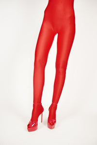 Footed Red Catsuit