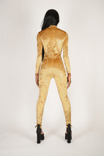 Load image into Gallery viewer, Back Velvet Gold Catsuit