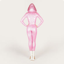 Load image into Gallery viewer, Hooded Shattered Glass Pink Catsuit