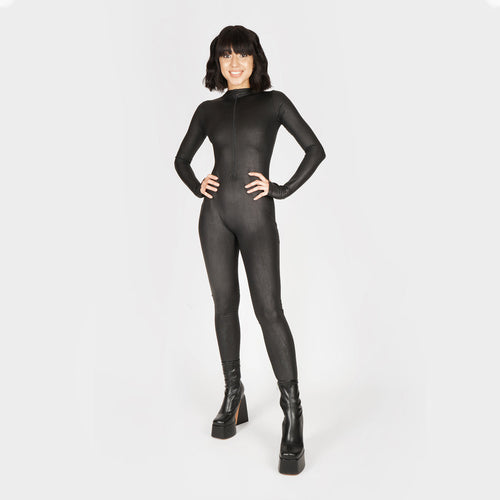 Front Zipper Rubberized Catsuit