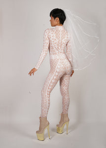 Printed Bridal Lace Catsuit