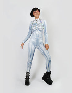 Printed Sorayama Inspired Fembot Catsuit