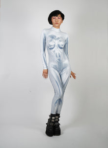 Printed Sorayama Inspired Fembot Catsuit
